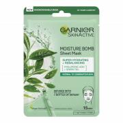 Garnier Moisture Bomb Green Tea Hydrating Face Sheet Mask for Combinat...