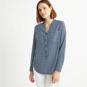 Blusa con cuello tunecino, estampado gráfico