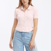 Blusa con cuello polo, de punto de canalé