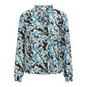 Blusa estampada, cuello para anudar