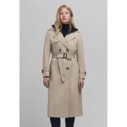 Chaqueta trench larga, cuello redondo