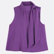 Camisa sin mangas, cuello alto, de cuadros